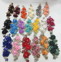 Vente en gros de dentelle à strass 26*10cm, patch décoratif en maille brodée à coudre pour vêtements, accessoires de robe et bricolage