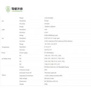 Probador de medidor de pH ORP portátil para exteriores para prueba de calidad del agua
