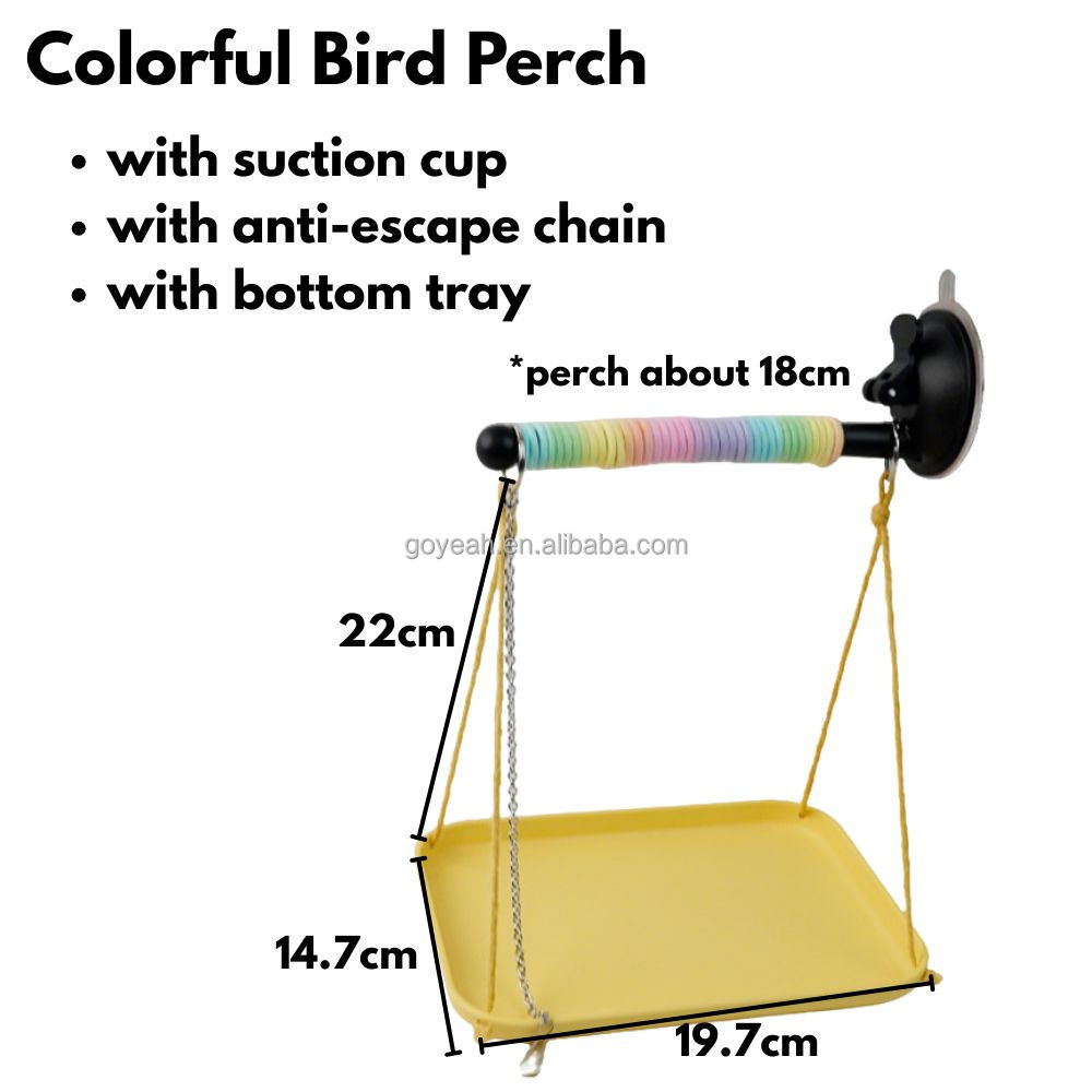 Perchoir coloré avec chaîne anti-fuite et plateau