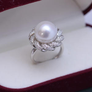 Bague en argent S925 avec perle d'eau douce Edison 12-13 mm, forte luminosité, légère imperfection, décoration artisanale en forme de beignets frits par Zhuji - Product Image 3