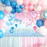 Backdrop Pengungkapan Jenis Kelamin Bayi Laki-laki Perempuan, Spanduk Ramah Lingkungan dari Kain Polyester 100D, untuk Sekolah, Natal, dan Baby Shower