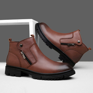 <span class=keywords><strong>Chaussures</strong></span> pour hommes en cuir pleine fleur, grande taille 47, mi-mollet, respirantes, style britannique, à fermeture éclair, nouvelle collection automne/hiver, pour le commerce transfrontalier - Product Image 2