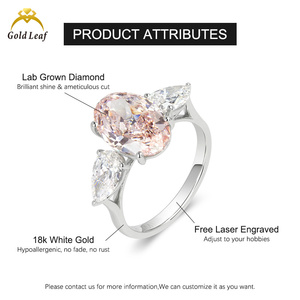 מותאם אישית זהב 14K לבן טבעות משובחות Jigi 2ct 3ct סגלגל בצורת מעבדה ורוד גדל טבעת יהלומים - Product Image 2