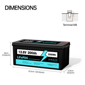 Bateria Recarregável de Íon de Lítio LiFePO4 12.8V 200Ah para Uso em RV, Garantia de <span class=keywords><strong>3</strong></span> Anos, Vida Útil de 3000 Ciclos - Product Image 2