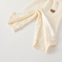 Pantalon Harem Unisexe à Taille Haute en Polyester/Coton Matelassé avec Applique Imprimée Dessin Animé pour Bébé, Boutons Pression, Longueur Intégrale, Décontracté, Automne/Hiver