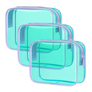 Vente directe d'usine, sac cosmétique transparent en PVC renforcé avec fermeture éclair verte, écologique, cadeau d'anniversaire, cadeau de vacances, voyage - Product Image 1