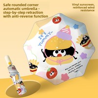 Nouvel Parapluie Solaire Automatique Anti-Rébond à Trois Plis pour Enfants, Motif Dinosaure de Dessin Animé, Idéal pour les Garçons et Filles de l'École Primaire