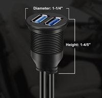 2 Ports Dual USB 3.0 Male to USB 3.0 Female AUX Flush Mount Car Extension Cable for Car Truck Boat Motorcycle Dashboard Panel