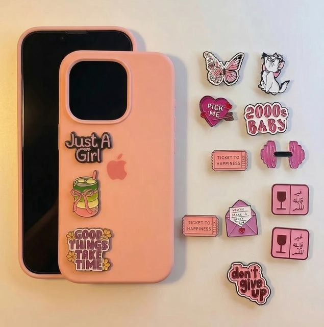 Customized Engraved Multi-Style Metal Soft Enamel Decorative Stickers-Retro Logo/Text Custom Color Fashionable Mobile Phone