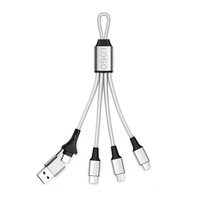 Câble de charge USB portable pour porte-clés, 5 en 1, multi-ports, nylon durable, chargeur universel rapide, cadeau promotionnel d'entreprise