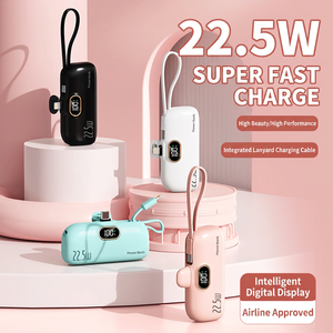 พาวเวอร์แบงค์แบบแคปซูลชาร์จเร็ว 22.5W พร้อมสายชาร์จในตัว ขนาดพกพาสะดวกสำหรับอุปกรณ์มือถือ - Product Image 4