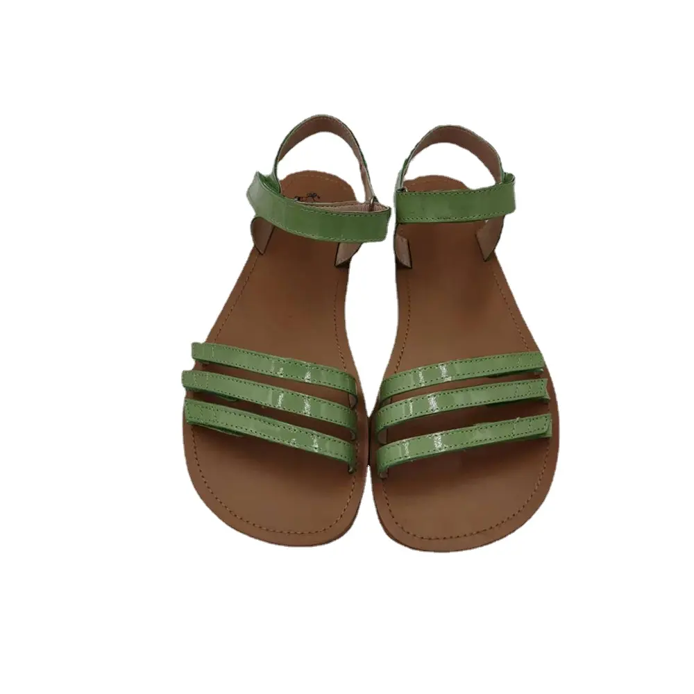 TipsiToes kadınlar yalınayak sandalet Promenade Premium Made nefes deri ince esnek taban sıfır topuk damla geniş ayak kutusu