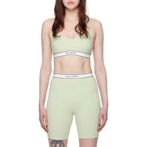 Mujeres Green <span class=keywords><strong>Serif</strong></span> Bralette Gym Workout Tight Crop Top Scoop Neck Fitness & Running Yoga Ropa deportiva al por mayor - Product Image 1
