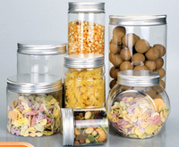 En stock, pot en plastique transparent PET, couvercle en aluminium, 50 ml, 100 ml, 200 ml, 300 ml, 500 ml pour l'emballage d'aliments, de fleurs, de thé, de noix