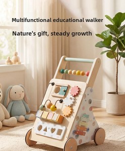 Andador de madera transfronterizo para aprendizaje temprano para niños pequeños; Andador de arrastre; Juguete andador para bebés con capacidad de carga de 10 kg - Product Image 6
