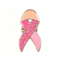 Broche en métal émaillé en forme de ruban rose pour la sensibilisation au cancer du sein, avec bordure dorée, symbole de soutien, badge de forme irrégulière pour vêtements