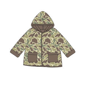 BT1443 RTS brow grass print Top for Baby Boy long Sleeve Infant pocket <b>hoodie</b> Clothe - Product Image 3