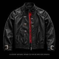 Fabricant de vestes en cuir coupées et cousues sur mesure, boucle métallique de pompier, fermeture éclair, style gothique punk, vente en gros, usine