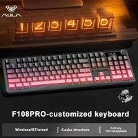 Clavier mécanique RGB en plastique AULA F108 PRO, nouveau, BT 5.0, 2.4G sans fil, filaire, trois modes, personnalisable