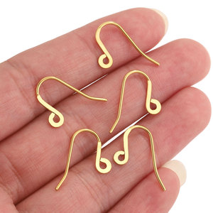 <b>Earring</b> <b>Hooks</b> with Loop | 18K PVD Gold Plated Stainless Steel French Ear Wires for DIY Dangle Jewelry Making Findings - Product Image 2