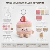 Porte-clés en peluche personnalisés OEM, mignons, en forme de gâteau, design sur mesure, pendentifs en peluche, mascotte de marque pour boulangerie, cadeau promotionnel en gros