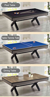 Table de billard multifonction 3-en-1 de 7 pieds, table de ping-pong et table de billard, en MDF, pour divertissement intérieur