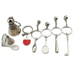 Gantungan Kunci olahraga kreatif hadiah penggemar Souvenir kustom 3D gantungan kunci logam badminton bowling Golf tenis meja bisbol gantungan kunci
