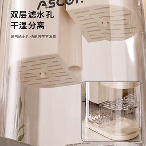 Draining Rack Oval Multipurpose Large Capacity With Plastic Lid For Chopsticks Utensils Storage - Product Image 2