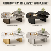 Table basse en marbre naturel italien pour le salon, usage domestique, forme unique, minimaliste, luxe léger, petit appartement