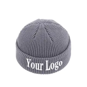 Topi Pria Mini Logo Kustom Bermanset Pendek Hitam Kosong Desainer Topi Beanie Nelayan