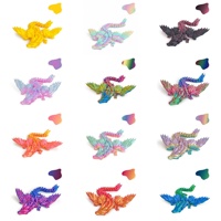 Dragon en cristal imprimé en 3D avec ailes articulées flexibles, jouet, cadeau pour panier de Pâques, décoration de bureau et objet de collection pour les fêtes