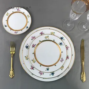 Vaisselle de luxe en porcelaine céramique, vaisselle peinte à la main, ensemble d'assiettes