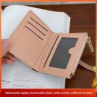 Dompet Wanita Kulit PU Motif Leci Warna Solid Gaya Korea 2023 Grosir Lintas Negara Clutch Cardholder Resleting Koin