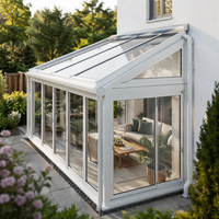 Kit de véranda adossée en aluminium et verre pour l'extérieur, avec verre trempé Low-E 4 saisons, pour patio, jardin ou comme extension de jardin d'hiver
