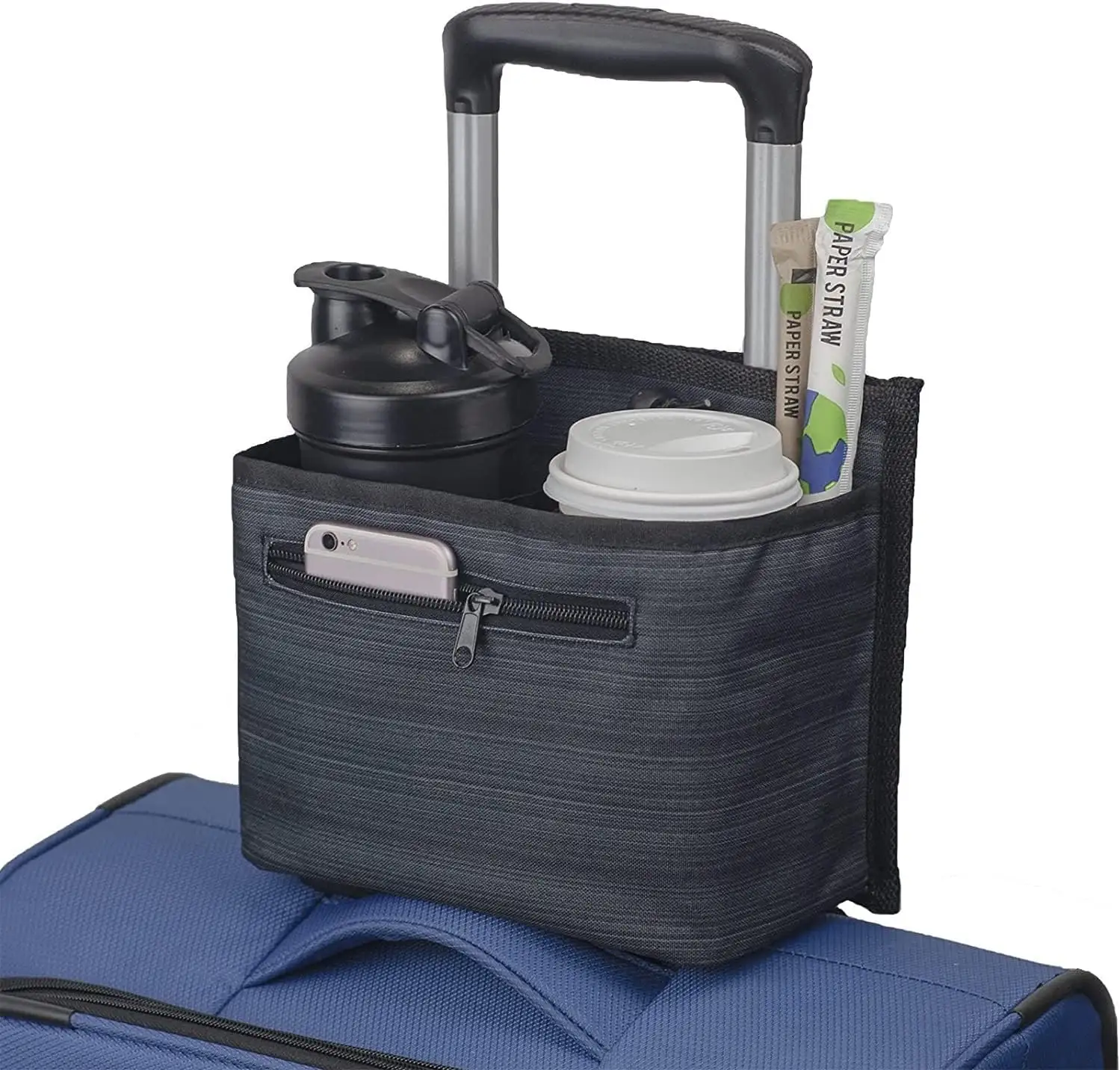 सुविधाजनक यात्रा साथी सूटकेस पेय वाहक कैडी यात्री हाथ मुक्त 2 पैक सामान यात्रा कप धारक