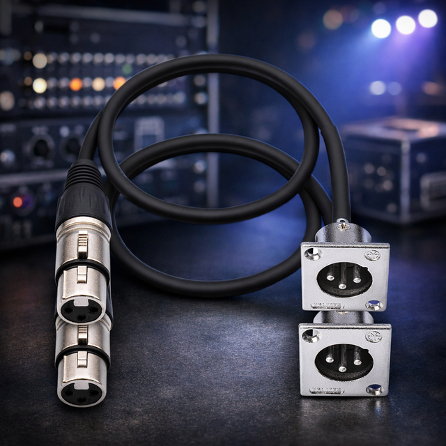 0.6m 3 Pins XLR Cable D-Type XLR Male/Female Panel to XLR Female/Male Connector Pass Through OFC Copper Shielded Cable