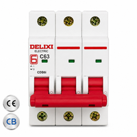 Disjoncteur miniature DELIXI CDB6i MCB 3P C63 6kA 10kA 400V Protection contre les surcharges et les courts-circuits Norme IEC En stock