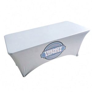Fundas de Mesa Ajustables de 6 pies, Estilo Tradicional, Material Spandex, Impresión Personalizada, Tela Gruesa y Resistente para Eventos y Promociones - Product Image 1