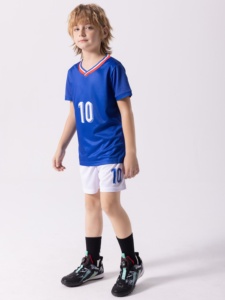 Tenue d'entraînement <span class=keywords><strong>de</strong></span> football pour garçon uniforme <span class=keywords><strong>de</strong></span> sport d'équipe Design graphique maillot à manches courtes ensemble 100% Polyester imprimé pour les enfants - Product Image 6