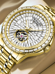 Orologio Meccanico Automatico da Uomo Certificato Guanqin di Lusso con Quadrante Scheletrato, Diamanti e Lancette Luminose a Farfalla - Product Image 2