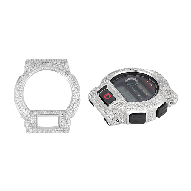 Hip Hop Luxury Jewelry Gshock 925 Sterling Silver Iced Out VVS Moissanite Diamond Watch Bezel Case for DW9052-1V Watch case
