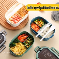 Boîte à bento double couche en PP de qualité alimentaire, épaisse, vente en gros OEM/ODM