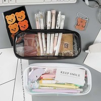 Simple PVC clair stylo sac porte-crayon en plastique Transparent bureau papeterie grande capacité crayon sac de rangement pour crayon