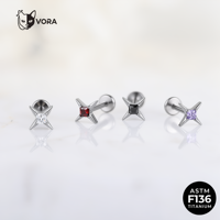 Bijoux de corps tendance en titane ASTM-F136, piercing d'oreille en forme d'étoile, à filetage interne, carré, pour enfants et mariages