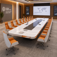 Table de conférence de luxe en forme de capsule, grande table de réunion blanche pour salle de conseil