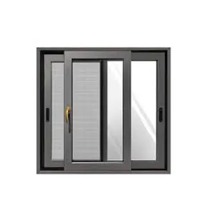 grey color powder coated aluminium windows reflective glass sliding system window