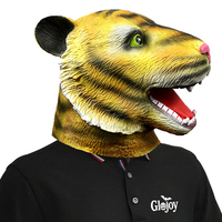 Masque de tigre réaliste en latex, accessoire de costume animalier pour Halloween, soirées masquées, carnavals et événements.