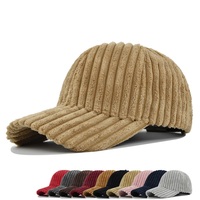Mode hommes blanc 6 panneau chapeaux hiver velours côtelé personnalisé casquette de baseball chapeau