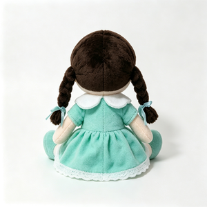 Muñeca de peluche clásica adorable personalizada, muñeca de peluche para niña con vestido con ribete de encaje verde menta, muñeca de peluche de niña sonriente y dulce - Product Image 4