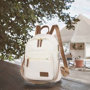 Sac à dos en cuir grande capacité à double bandoulière pour femme - Product Image 3